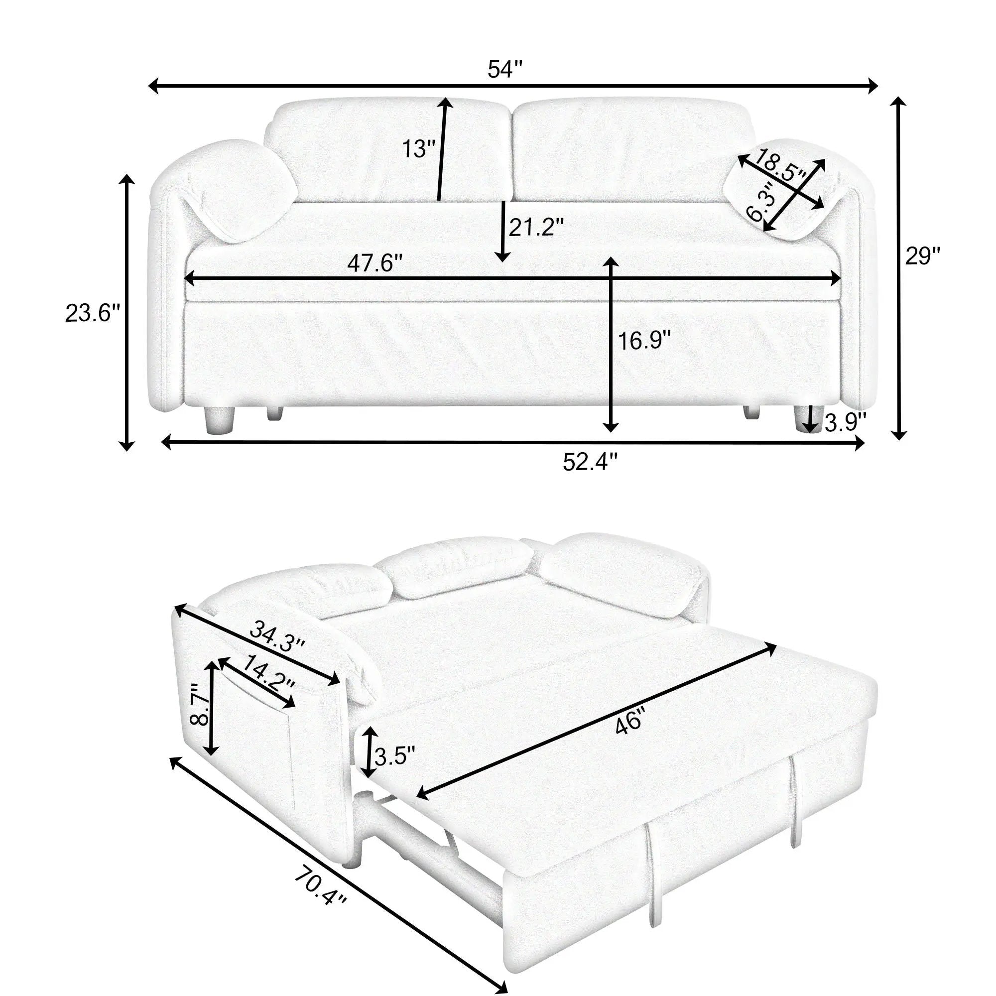 Sofa, Dual Purpose Lounge With Retractable Queen Size Bed by Unique Piece Furniture