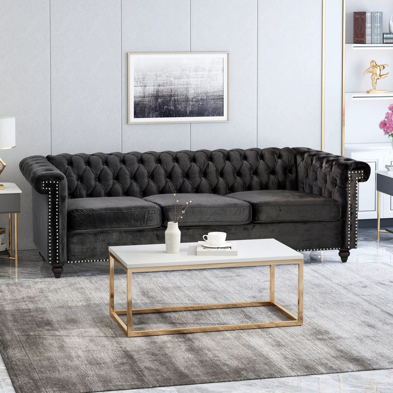 Chesterfield Style 3 Seater Sofa With Deep Button Tufting by HouseOfZazla