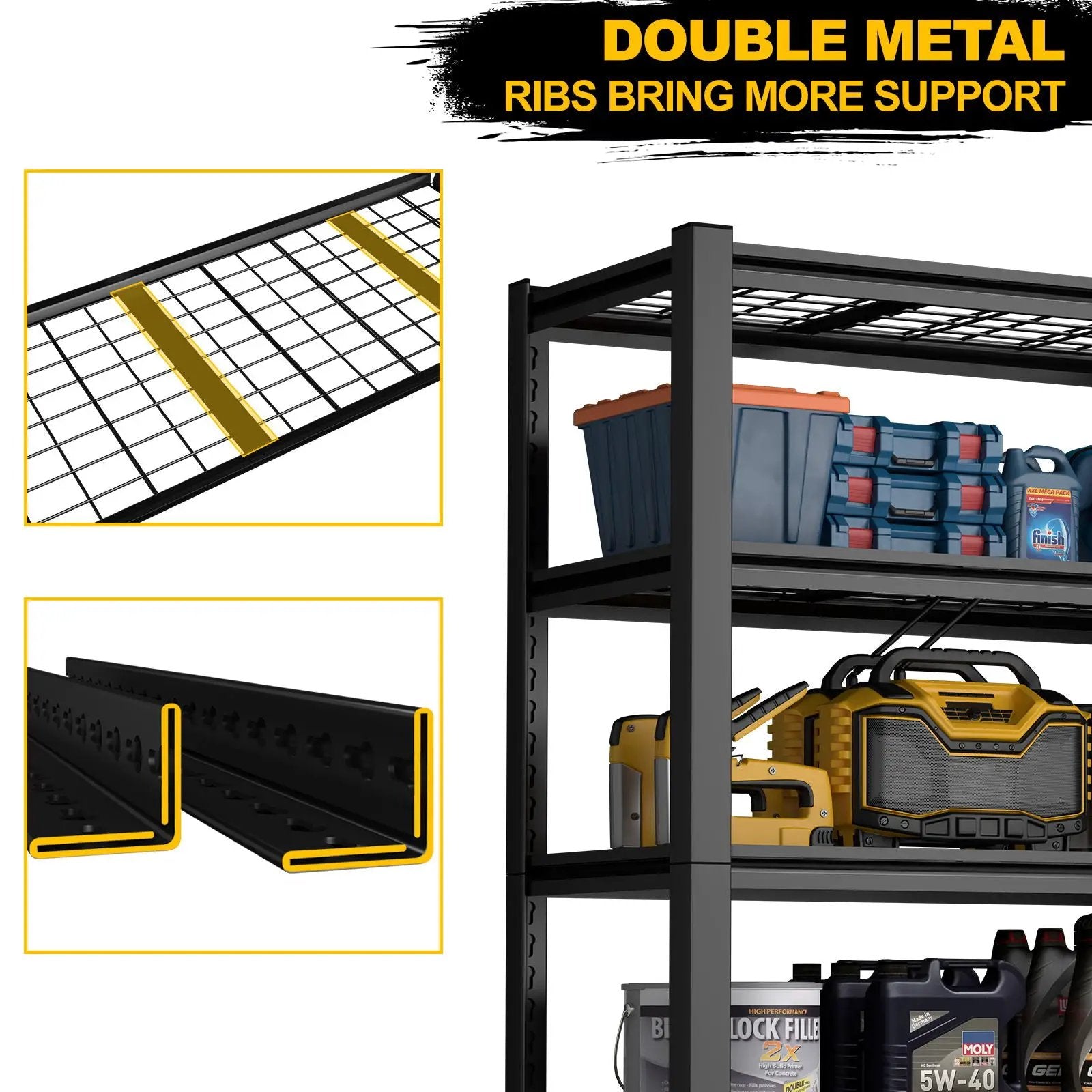 Garage Storage Rack, 5 Layer Adjustable Shelving Unit For Warehouse - Black by HouseOfZazla