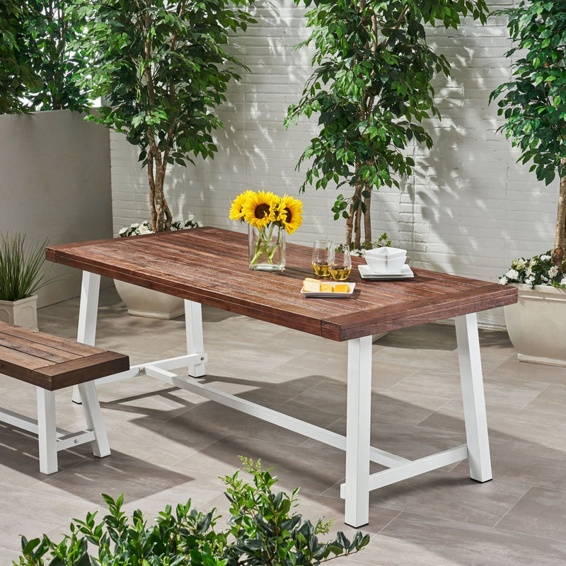 Equilibrium Outdoor Dining Table with Wooden Frame and Slat Top by HouseOfZazla
