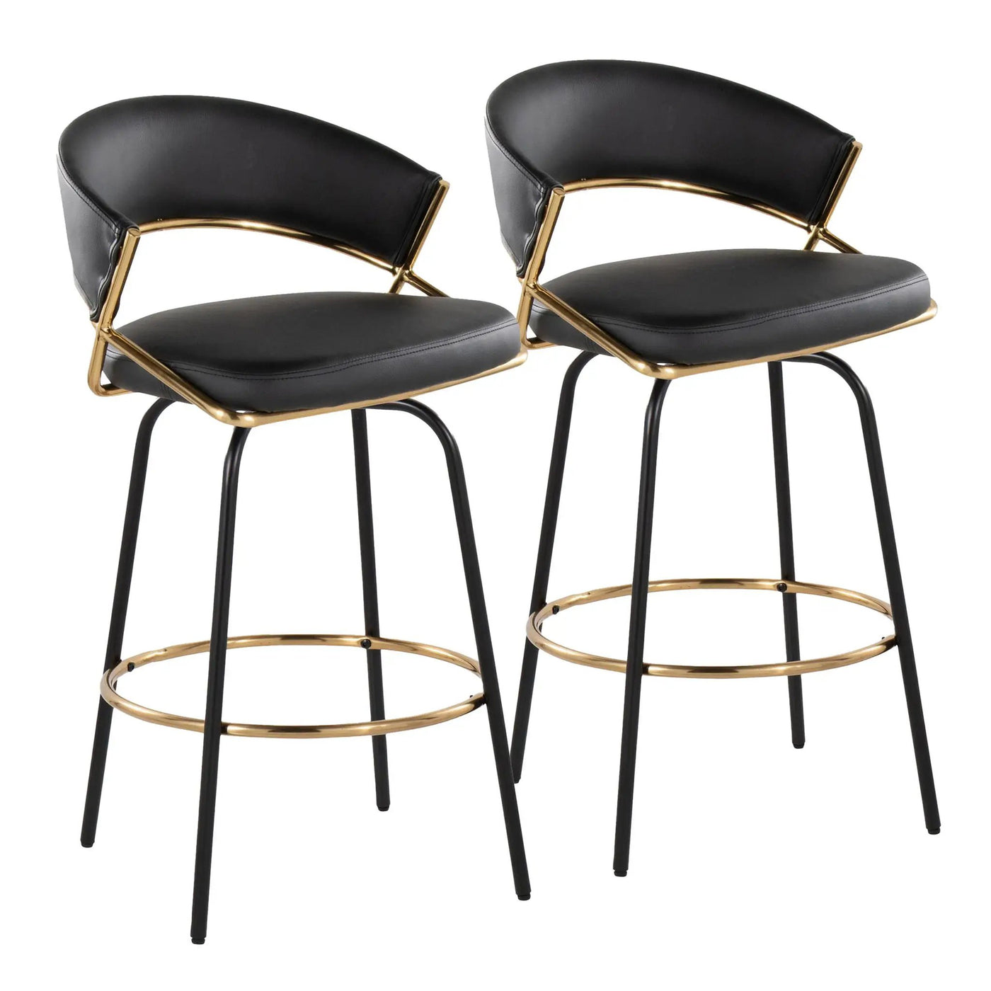 Jie - Fixed Height Contemporary Counter Stool With Swivel Round Footrest (Set of 2) by HouseOfZazla