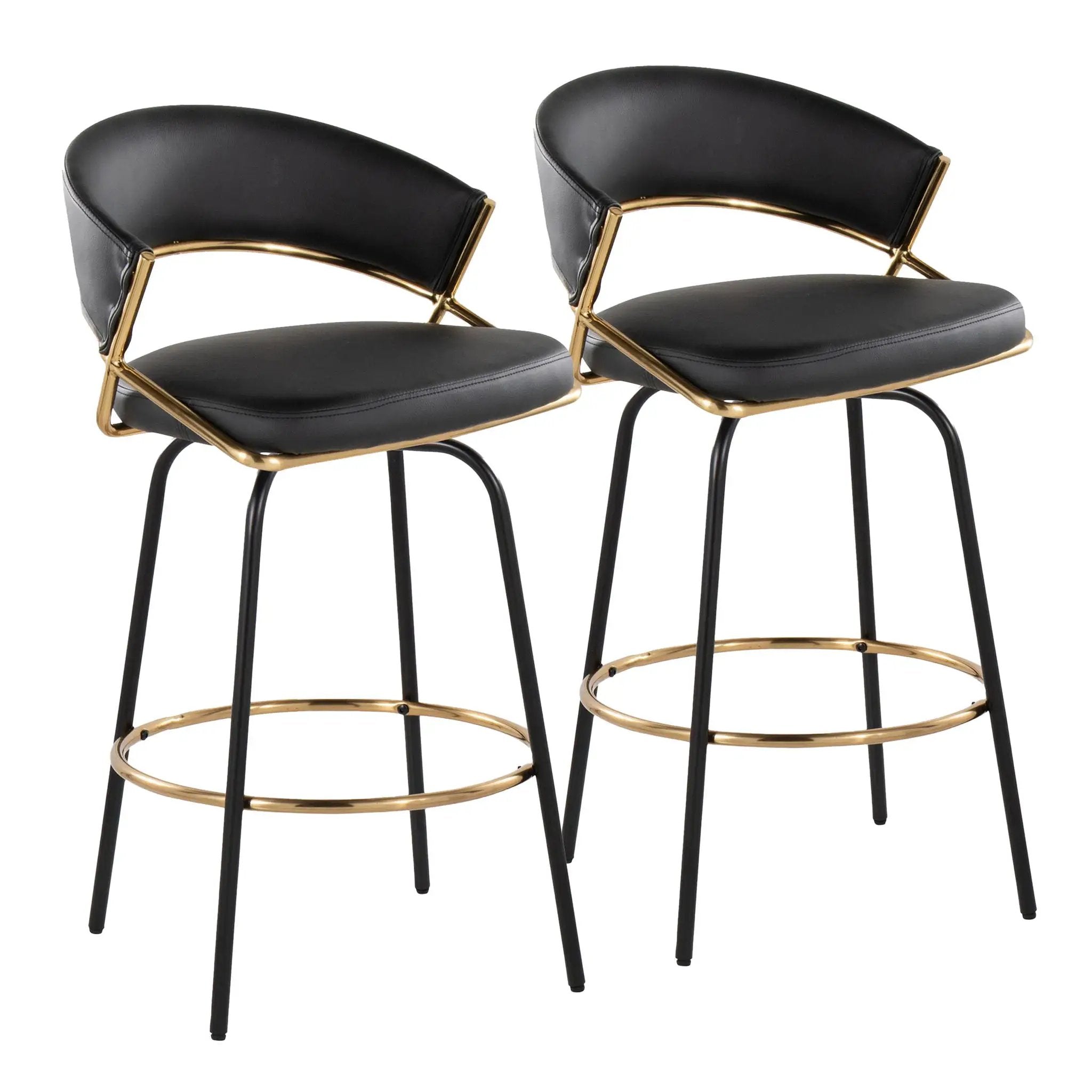 Jie - Fixed Height Contemporary Counter Stool With Swivel Round Footrest (Set of 2) by Unique Piece Furniture
