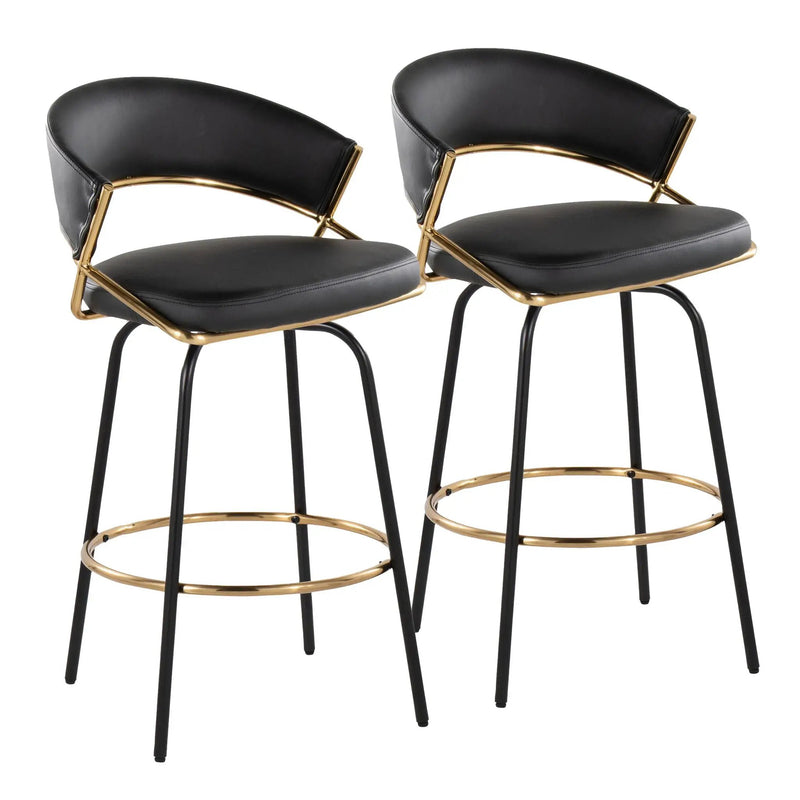 Jie - Fixed Height Contemporary Counter Stool With Swivel Round Footrest (Set of 2) by HouseOfZazla