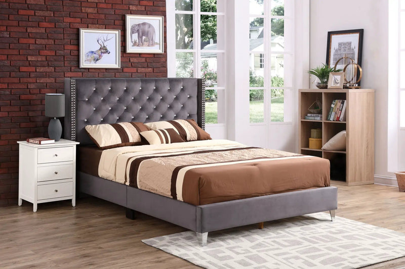 Upholstered Nailhead Trim Chic Bed by Unique Piece Furniture