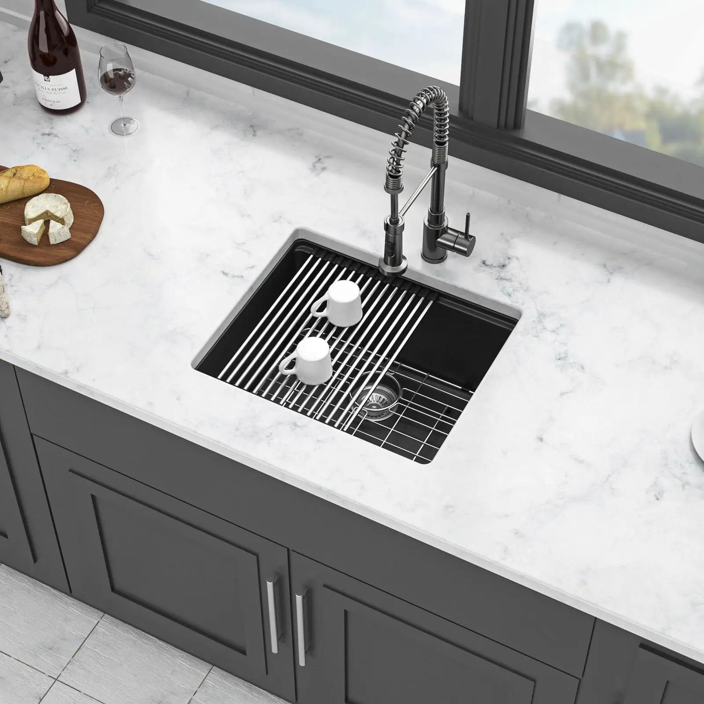 Quartz Composite Kitchen Sink With Workstation, Undermount by HouseOfZazla