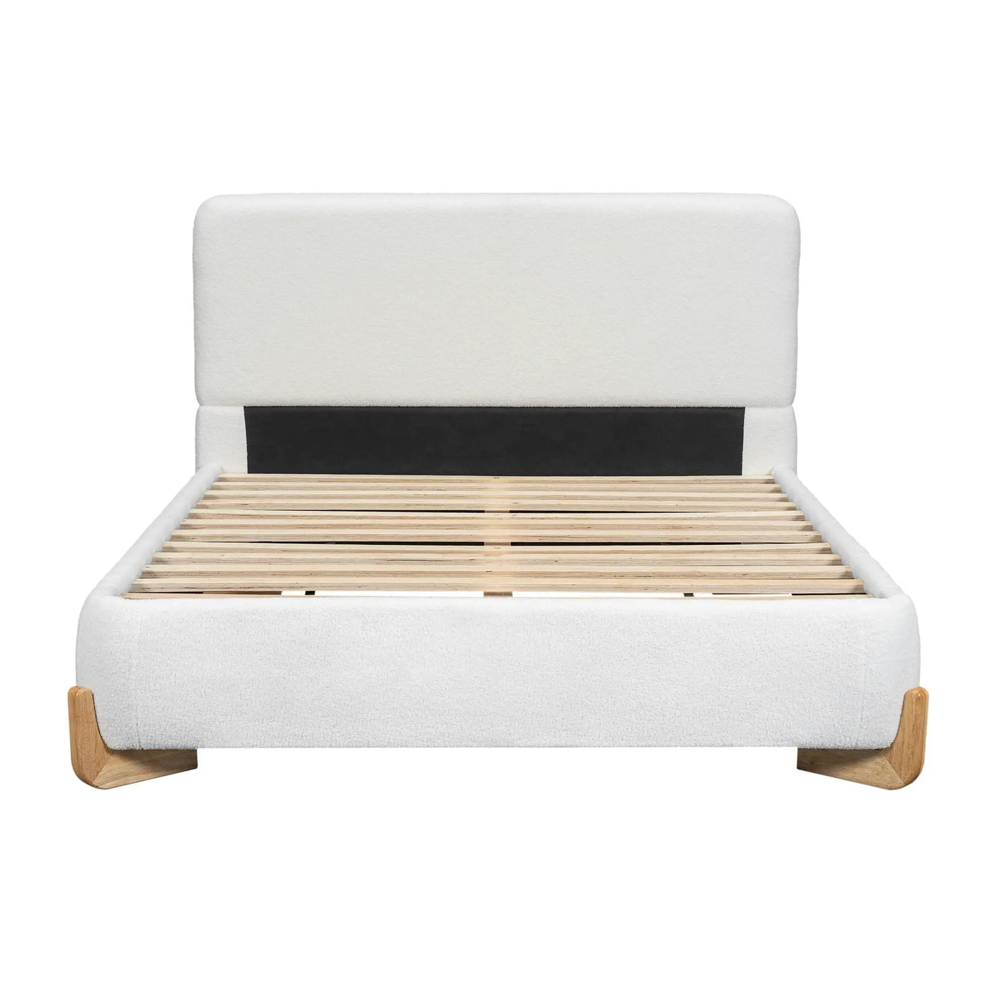 Elegant Boucle Upholstered Bed With Solid Wood Feet by HouseOfZazla