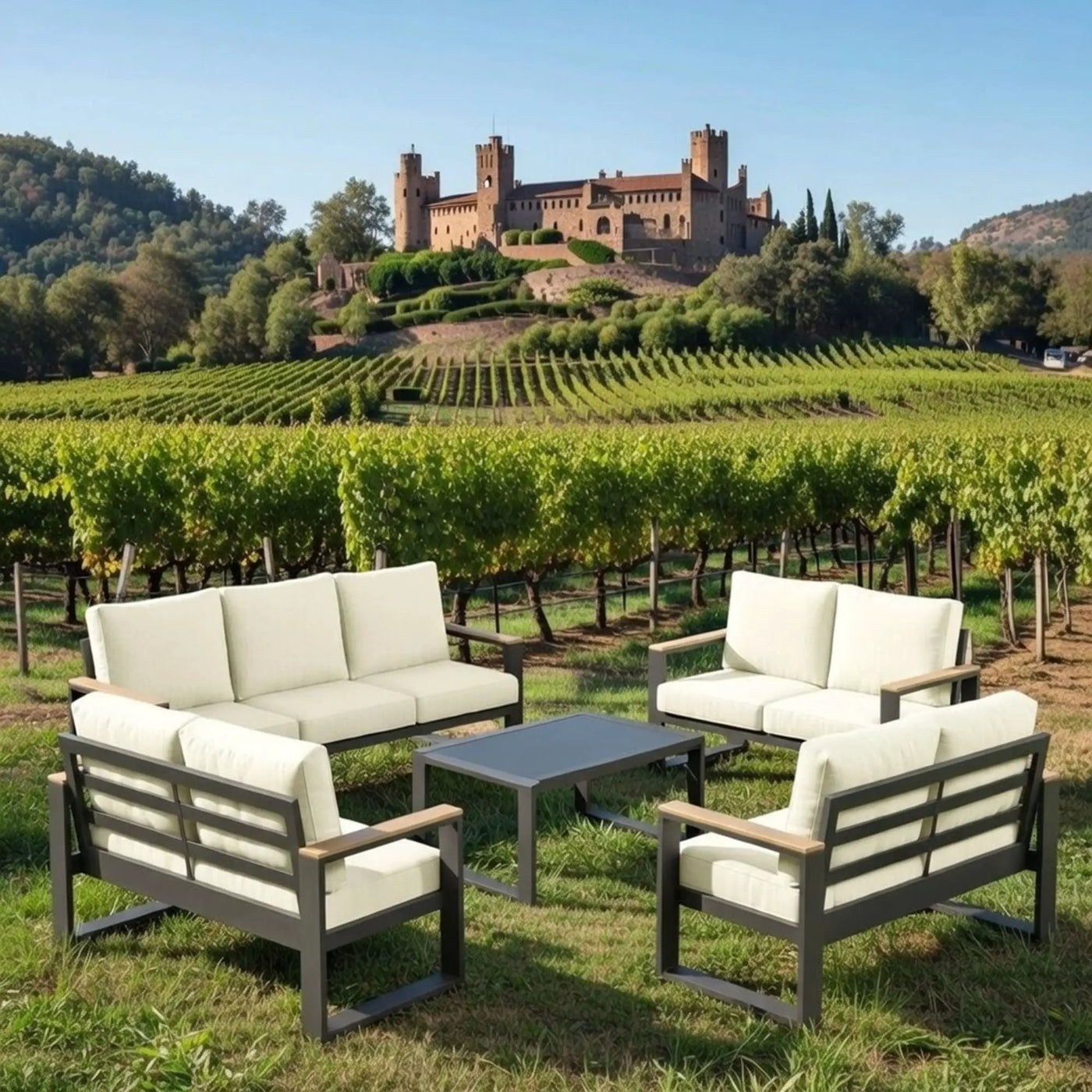 Modern Outdoor Sofa Set With Coffee Table by HouseOfZazla