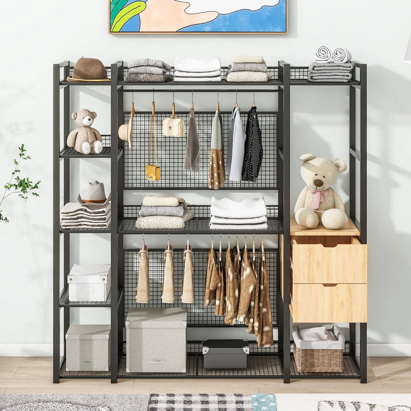 Open Style Wardrobe With Hanging Rails, Shelves And Drawers by HouseOfZazla
