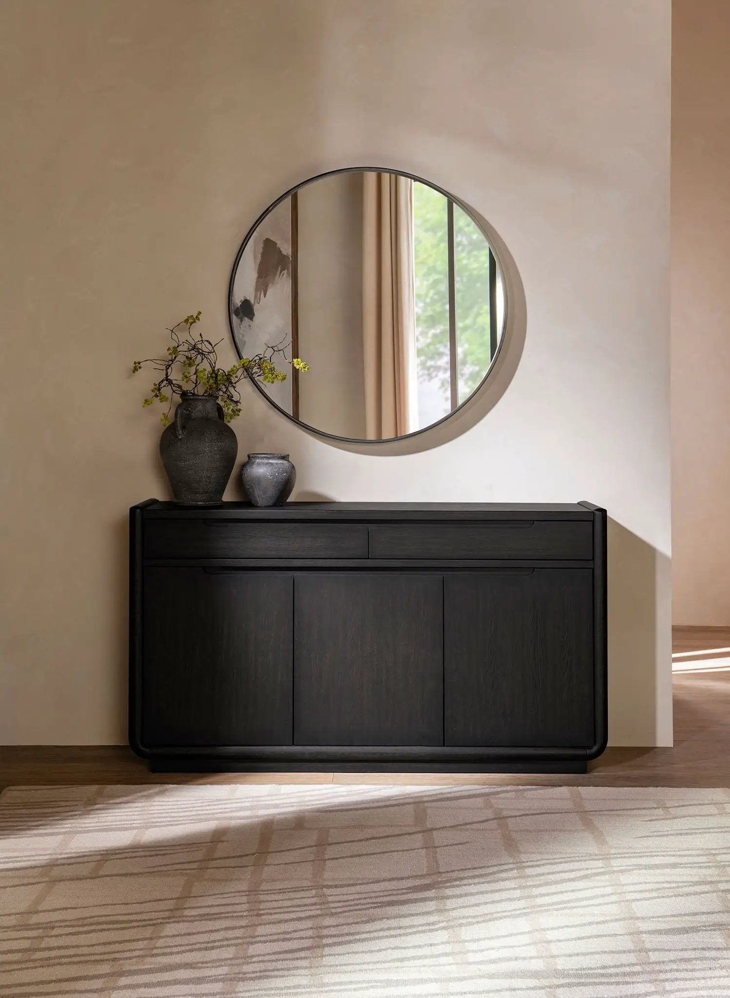 Leandro 2-drawer Dining Sideboard Server Burnished Black by Unique Piece Furniture