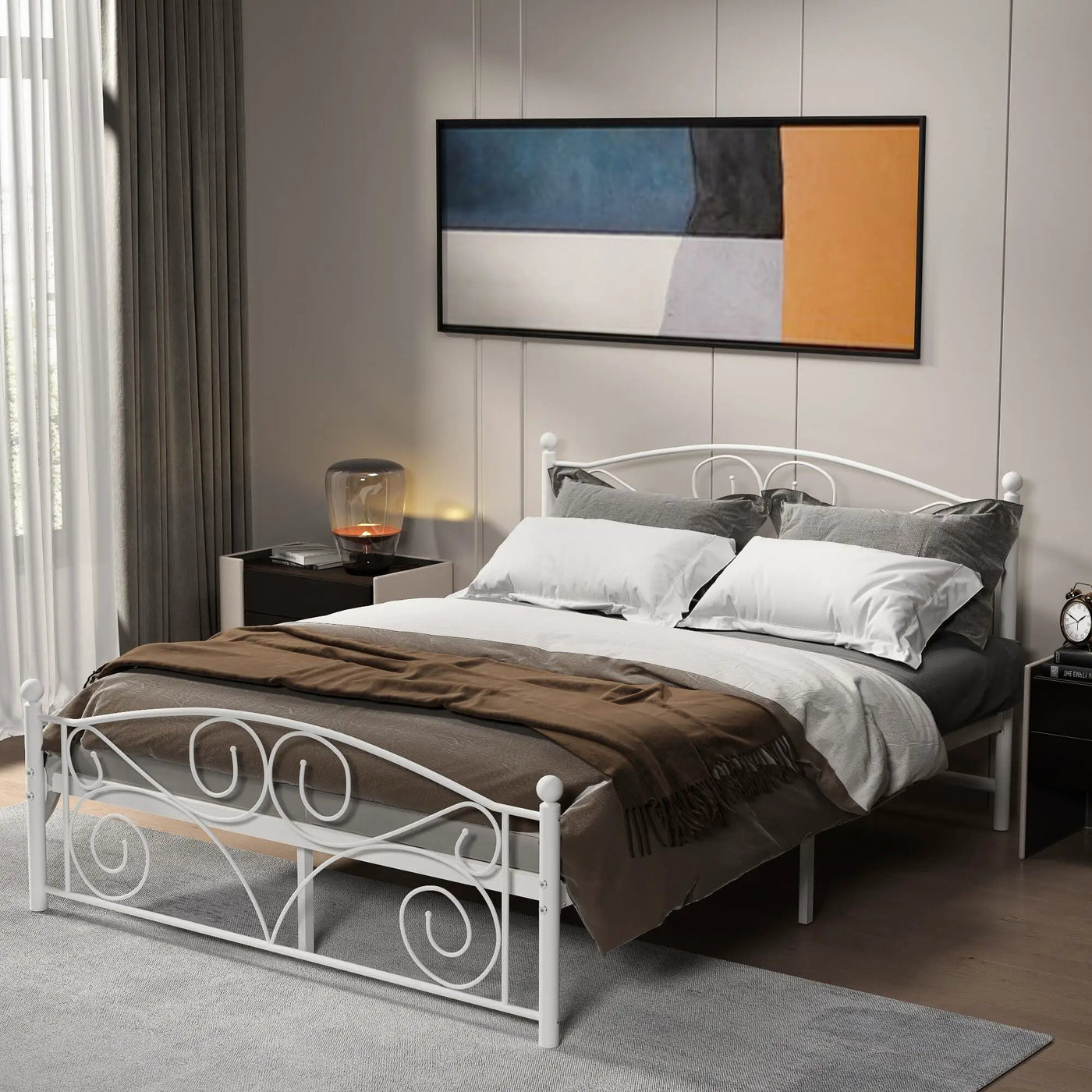 Unique Flower Sturdy System Metal Bed Frame With Headboard And Footboard by HouseOfZazla