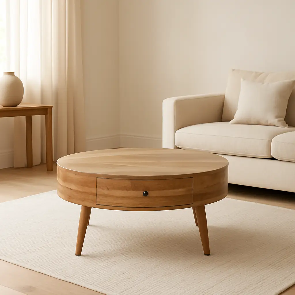 Solid Wood Odyssey Coffee Table, 2-Drawers, Oak-ish by HouseOfZazla