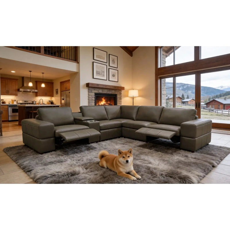 Upholstered Large Arms Sectional With Recliner Seats by Unique Piece Furniture