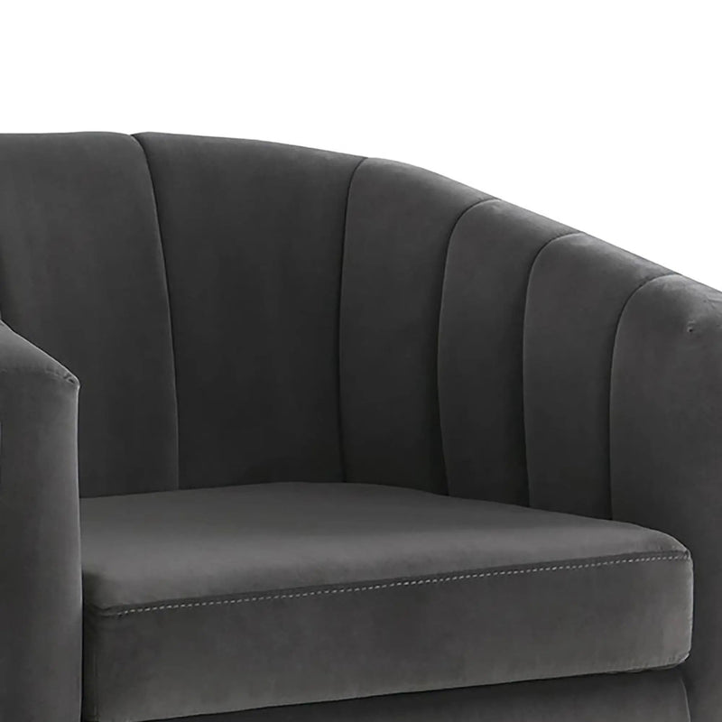 Tufted Barrel Accent Chair Upholstered Lounge Chair - Gray by HouseOfZazla