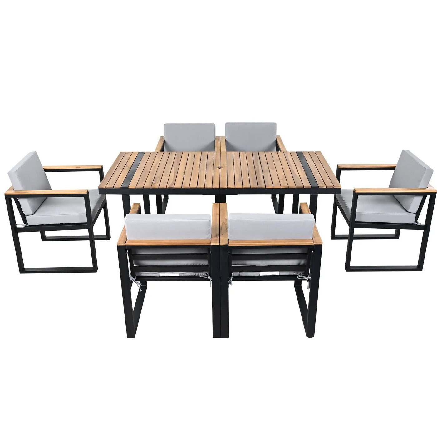 7 Pieces Outdoor Dining Set Patio Dining Table And Chair Set With And Removable Cushions For Patio by HouseOfZazla
