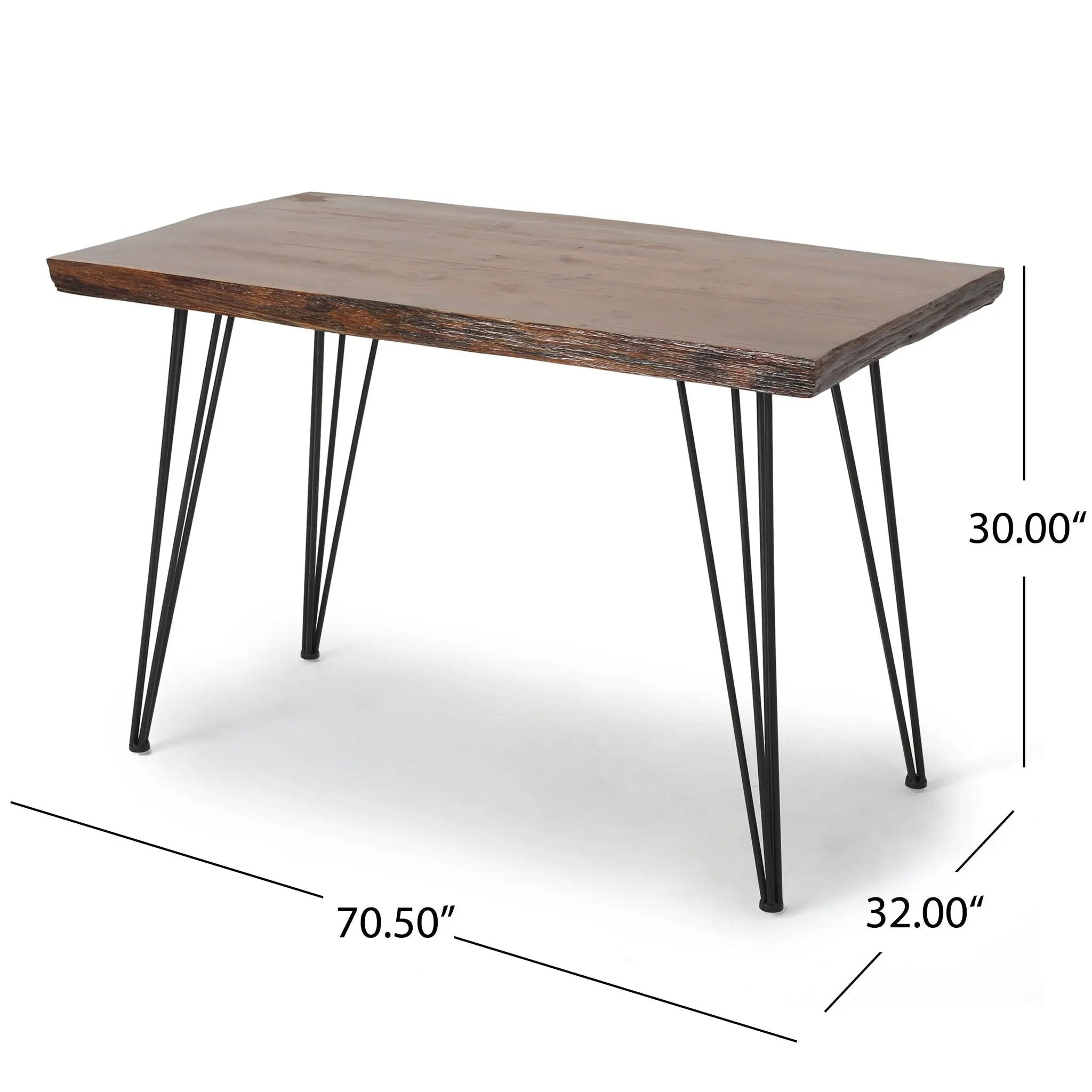 Modern Industrial Faux Live Edge Dining Table With Hairpin Legs - Natural by HouseOfZazla