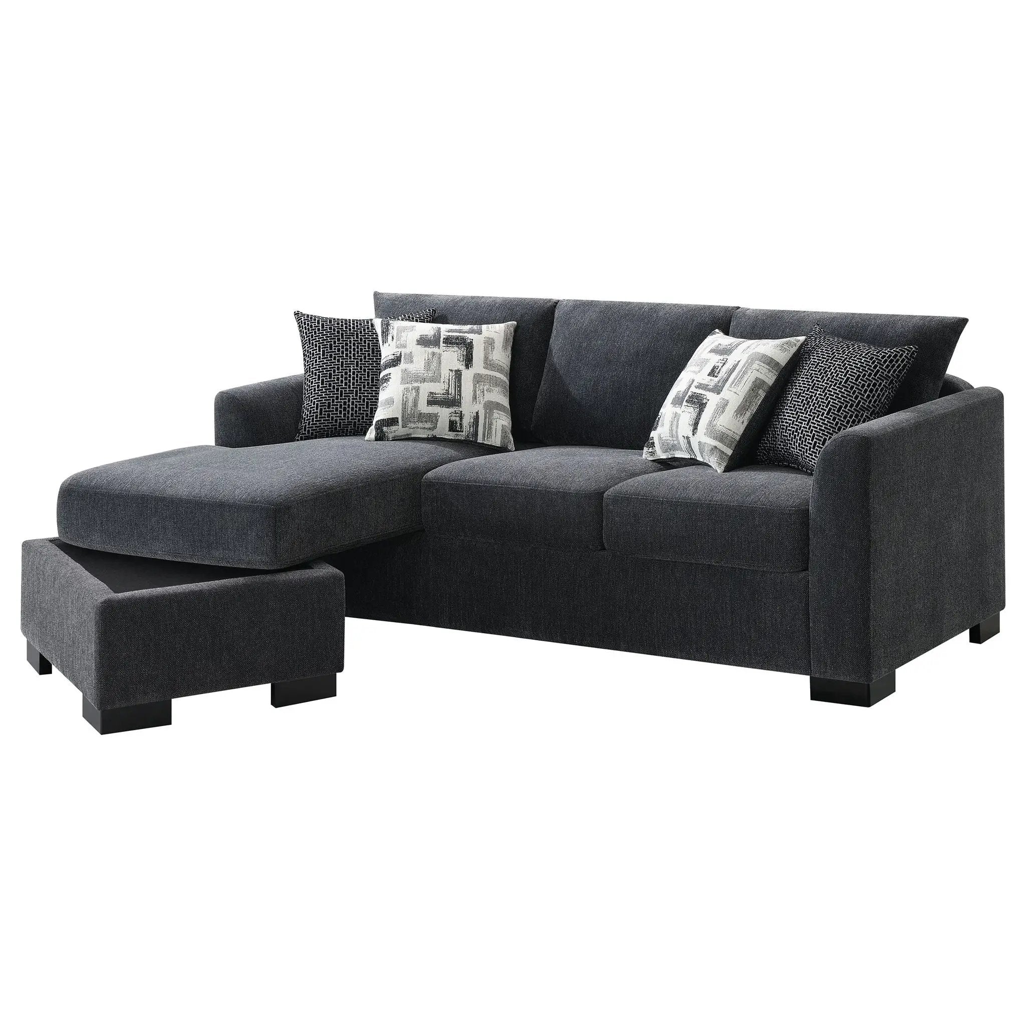 Pacheco - Upholstered Sleeper Sectional Chaise Sofa With Pocket Coils And Reversible Cushions - Dark Gray by HouseOfZazla