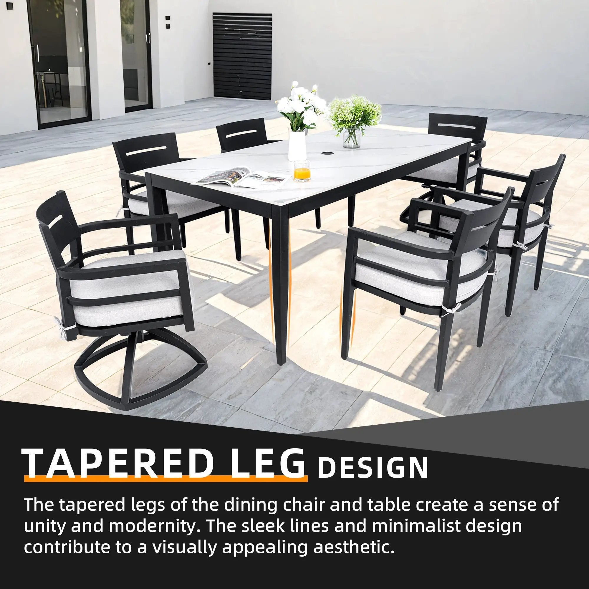 Modern 7PC Outdoor Patio Aluminum Dining Set by HouseOfZazla