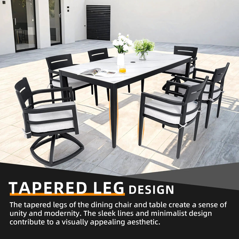 Modern 7PC Outdoor Patio Aluminum Dining Set by HouseOfZazla