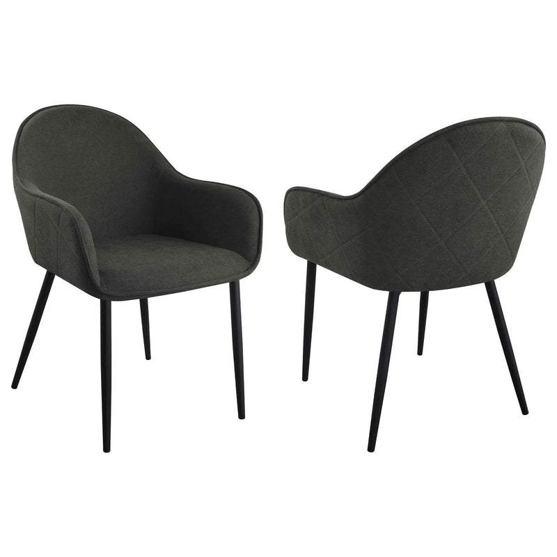 Emma Fabric Upholstered Dining Arm Chair Charcoal (Set of 2) by Unique Piece Furniture