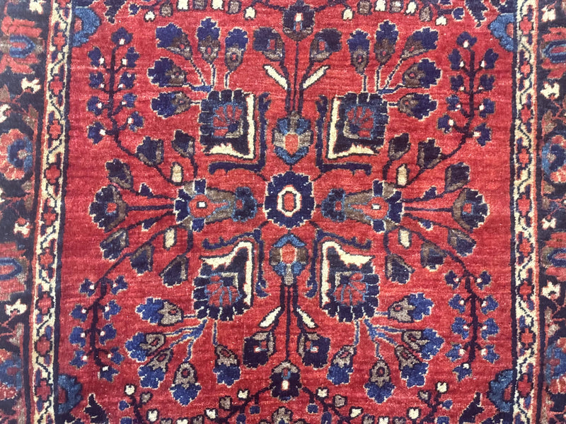 Small Red Persian Sarouk Rug 2.7 x 4.9, Floral, Antique by Jewel Rugs