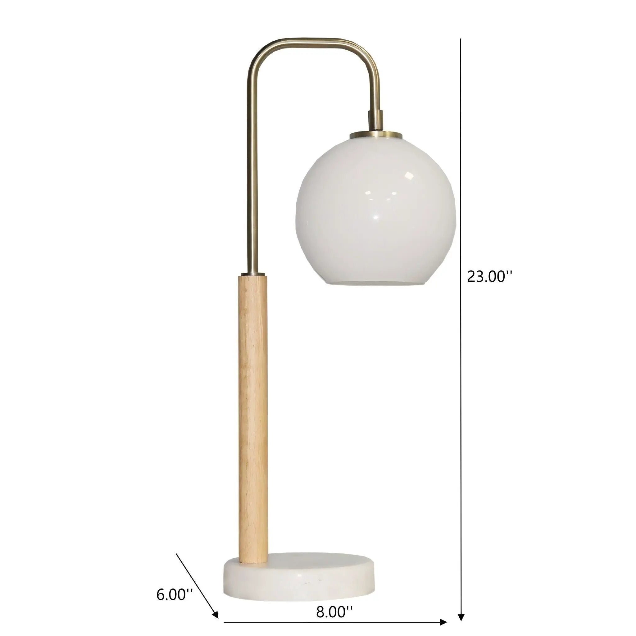 Bedside Table Lamp With Globe Lampshade - White by HouseOfZazla