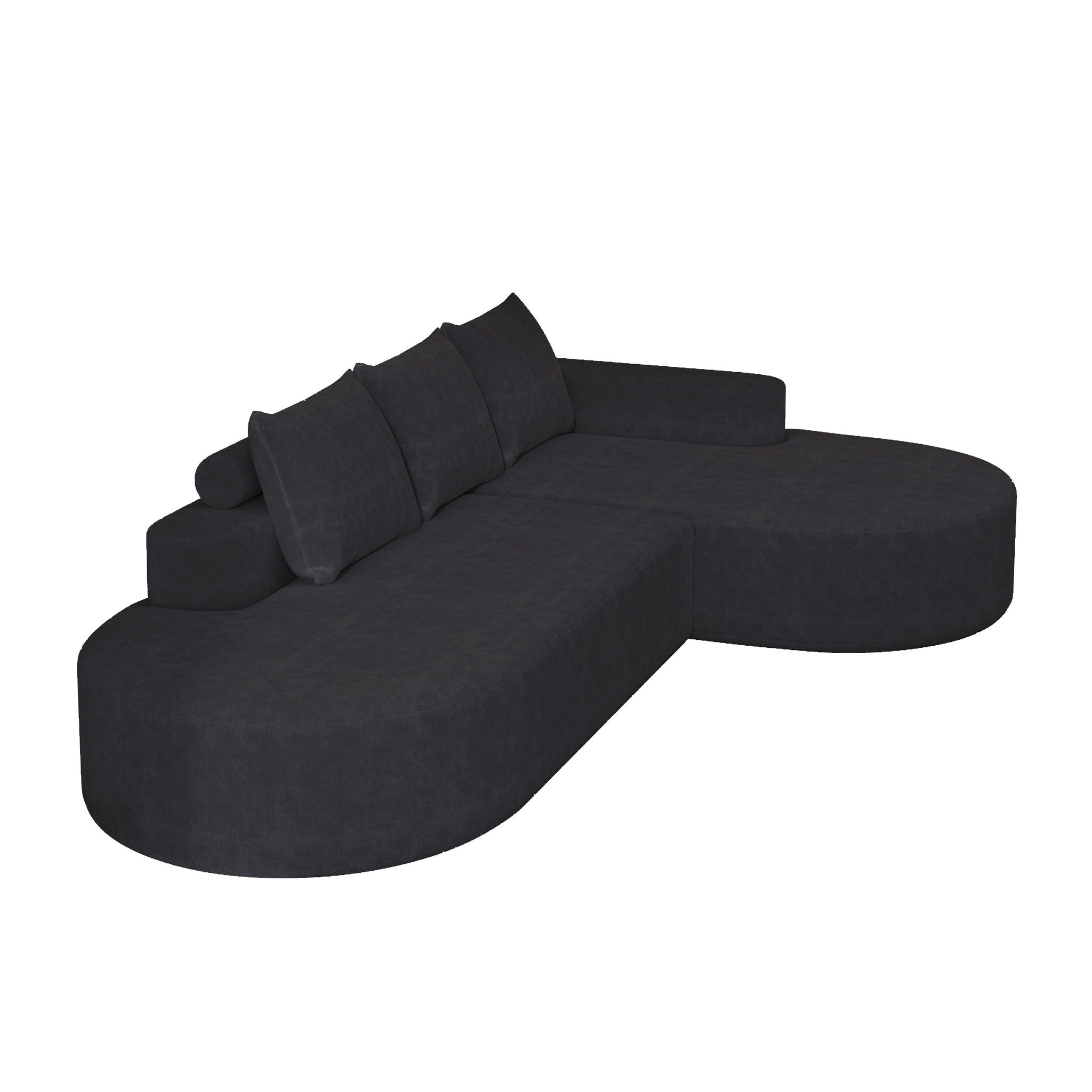 Modern Curved Sofa, L-Shaped Modular Sectional Set With 3 Pillows by HouseOfZazla