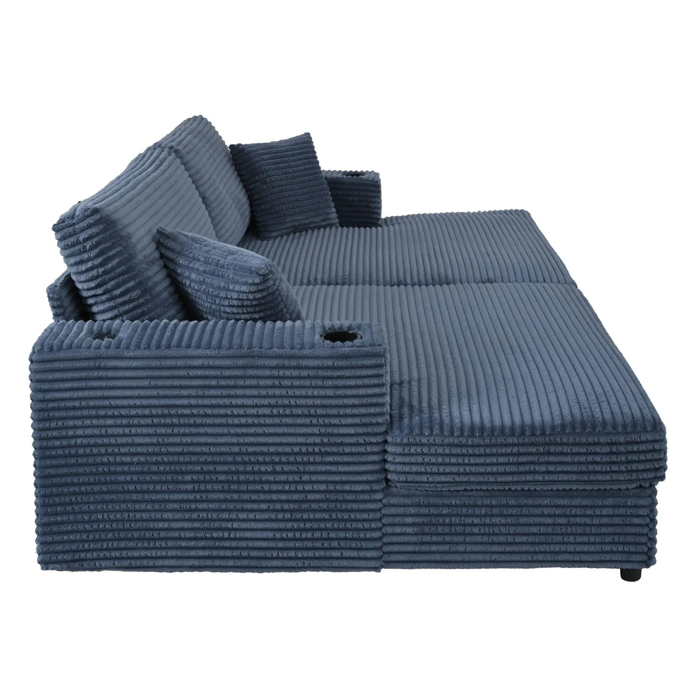 Oversized Loveseat Chaise With 2 USB Ports, 2 Cup Holders And 2 Throw Pillows by HouseOfZazla