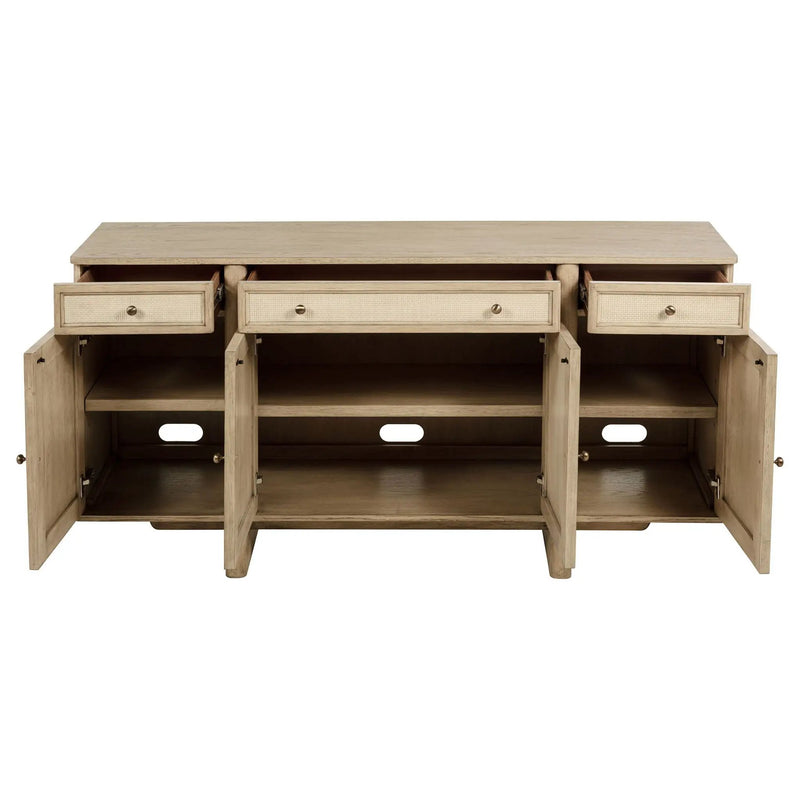 Kailani 4-door Cane Sideboard Buffet Cabinet Beige Oak by Unique Piece Furniture