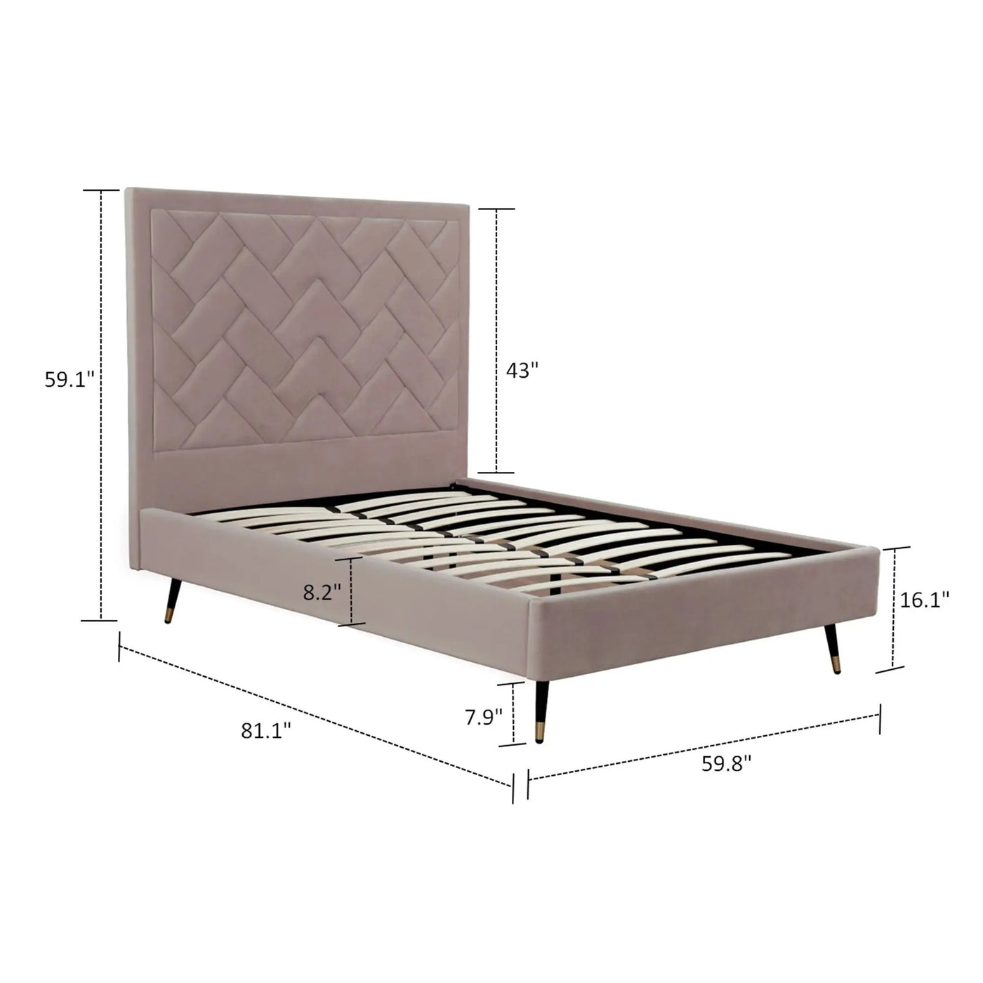 Crosby - Bed With Upholstered Headboard And Slats by HouseOfZazla