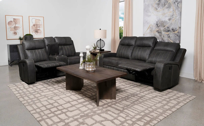 Raelynn 2-piece Upholstered Reclining Sofa Set Grey by Unique Piece Furniture