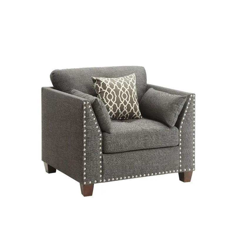 Laurissa - Chair With 3 Pillows - Light Charcoal Linen by Unique Piece Furniture