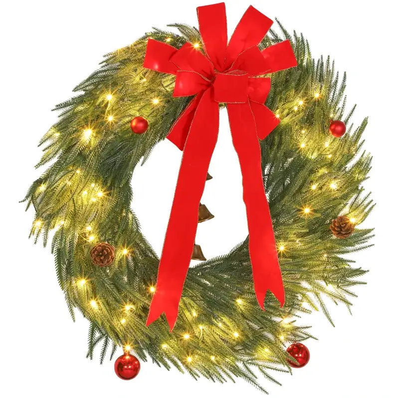 Christmas Wreath for Front Door with LED Lights by HouseOfZazla