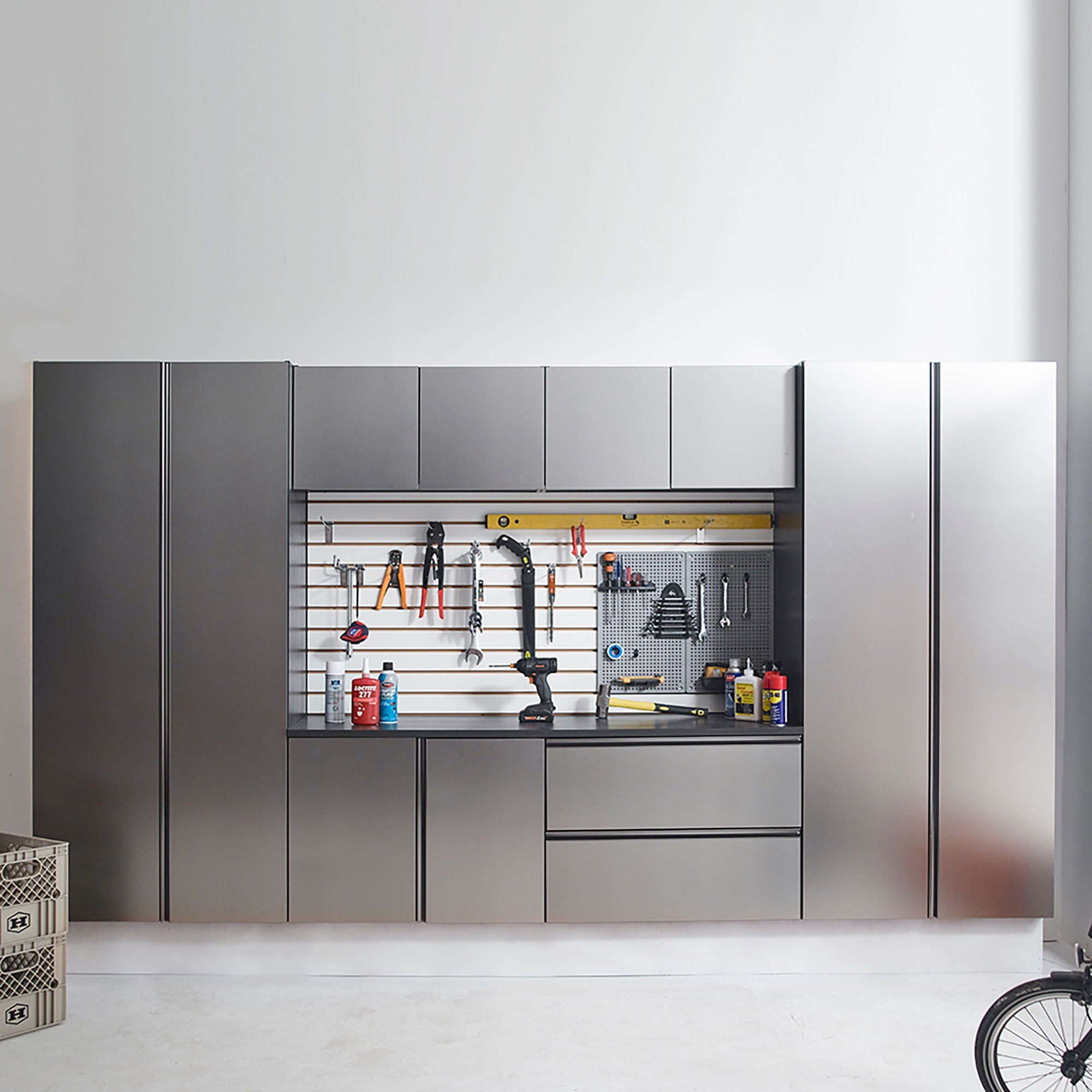 Nova Series - Garage Cabinet Set A With Soft Closing Doors - Metallic Gray by HouseOfZazla