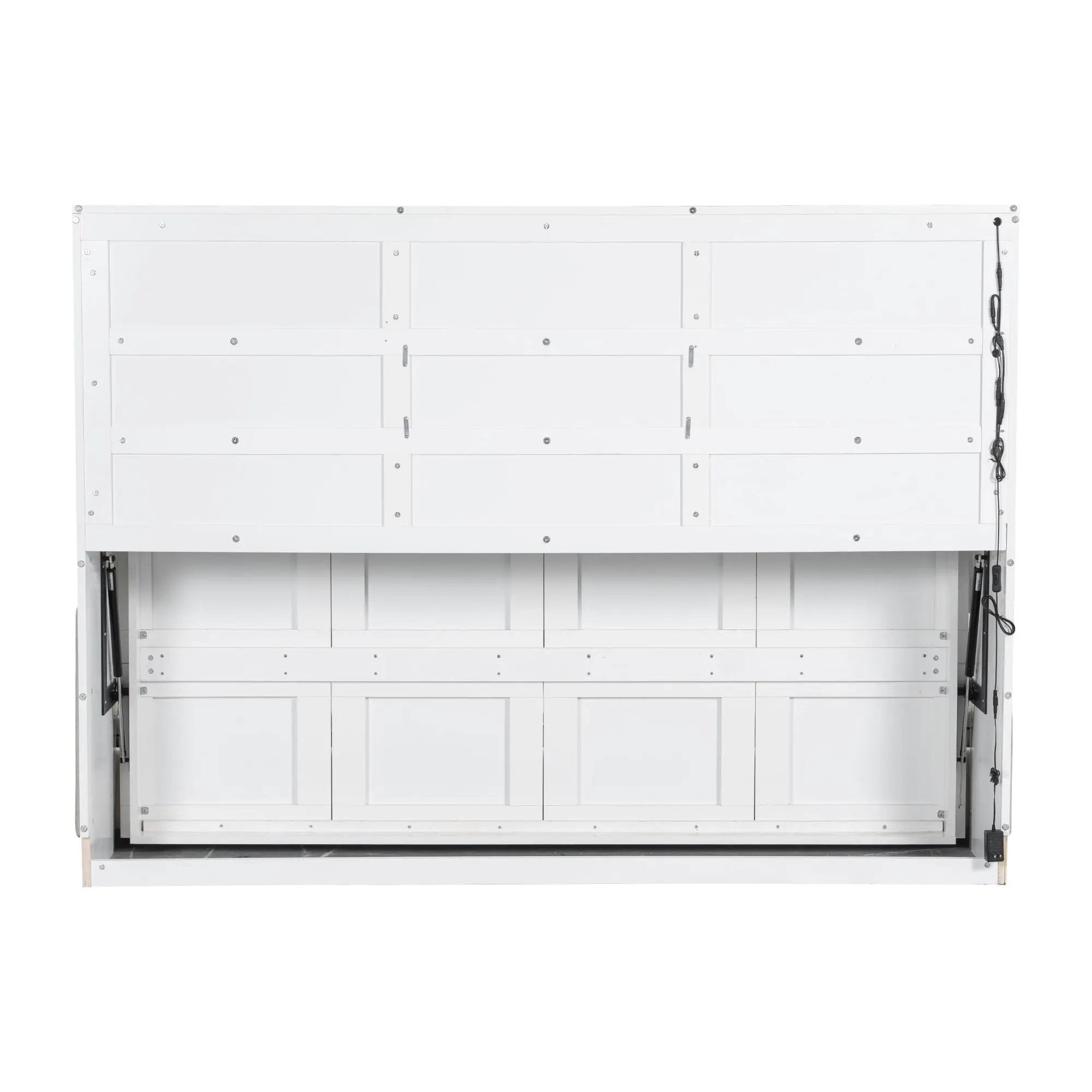 Murphy Cabinet Bed With Folding Sofa, Built In Storage Shelves And LED Light