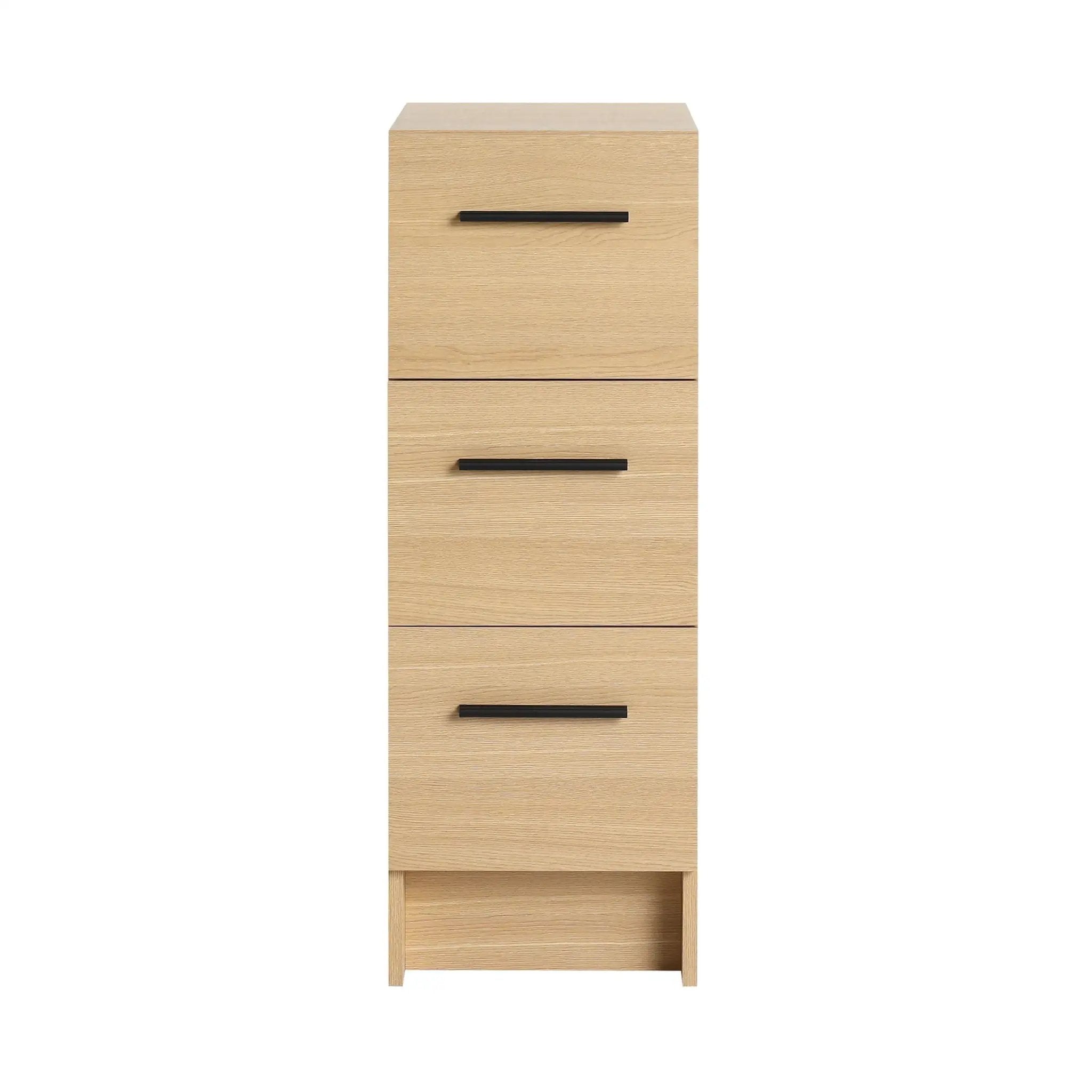 Slim Freestanding Bathroom Storage Cabinet, 3 Drawers - Light Oak by HouseOfZazla