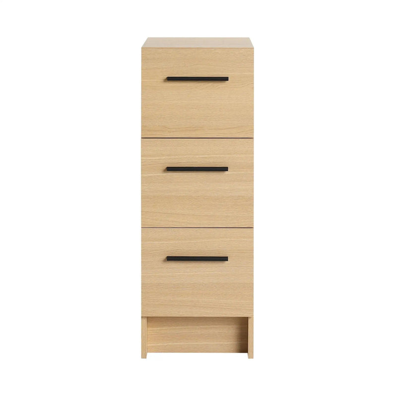 Slim Freestanding Bathroom Storage Cabinet, 3 Drawers - Light Oak by HouseOfZazla