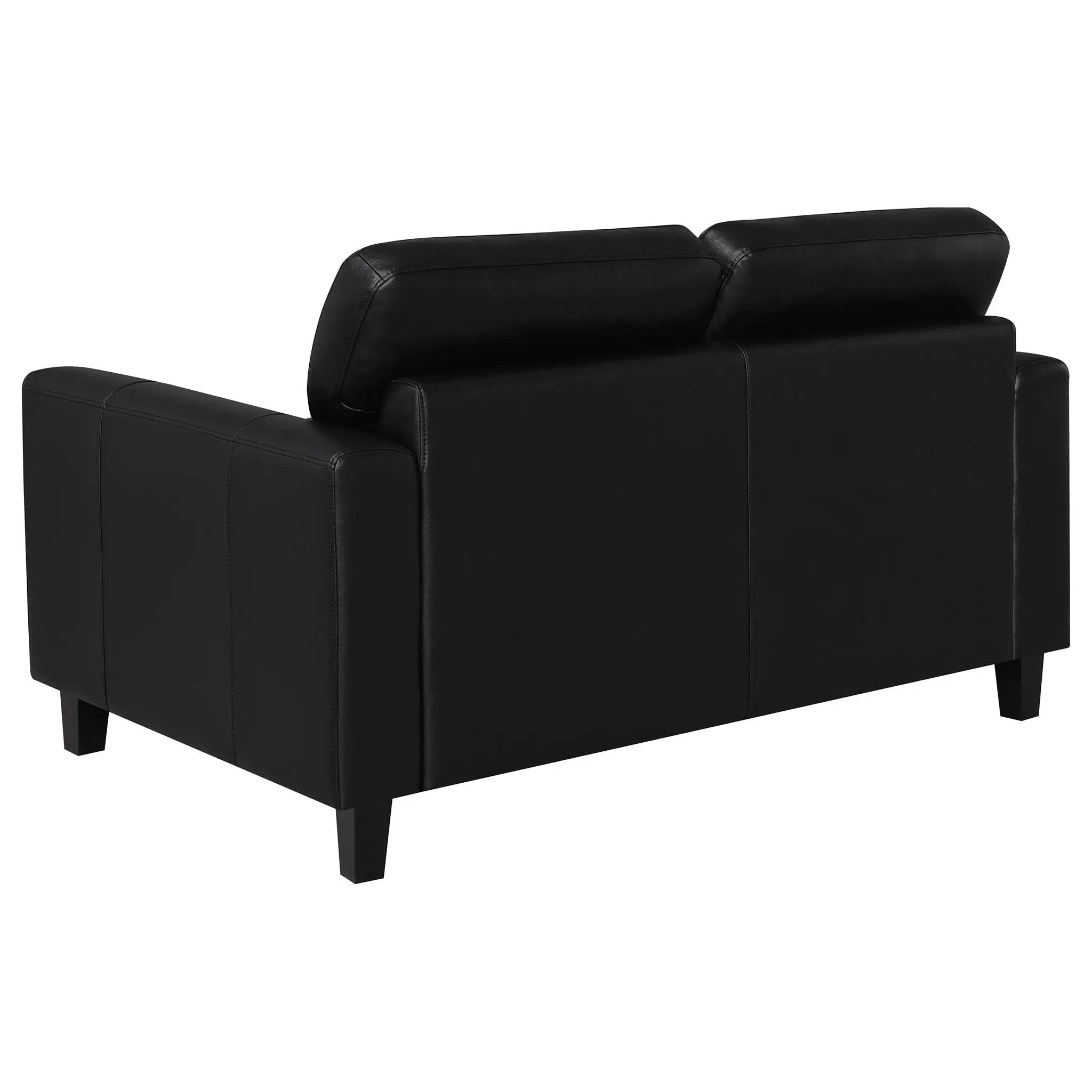 Scotland Faux Leather Upholstered Track Arm Loveseat Black by Unique Piece Furniture