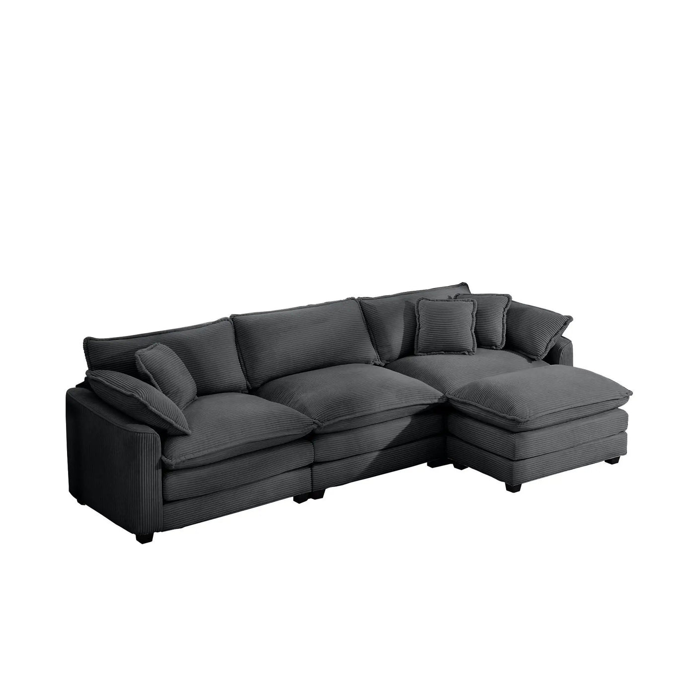 Modern Oversized Modular Cushion Sofa With Ottoman, Low Back, Deep Seating Sofa Set by HouseOfZazla