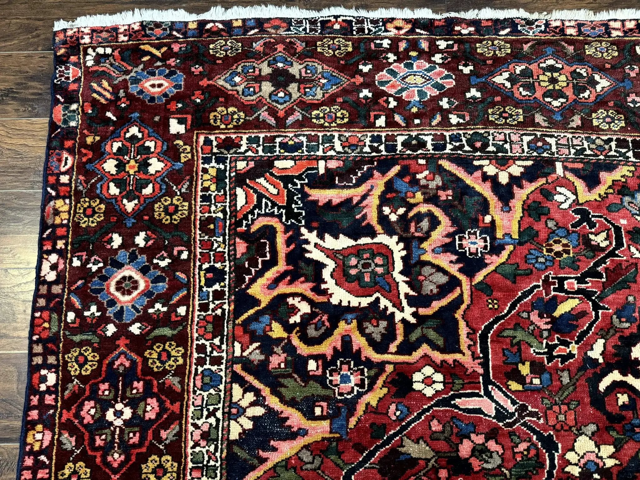 Rare Persian Bakhtiari Rug 10x13, Red, Semi Antique, Large Persian Carpet, Handmade by Jewel Rugs