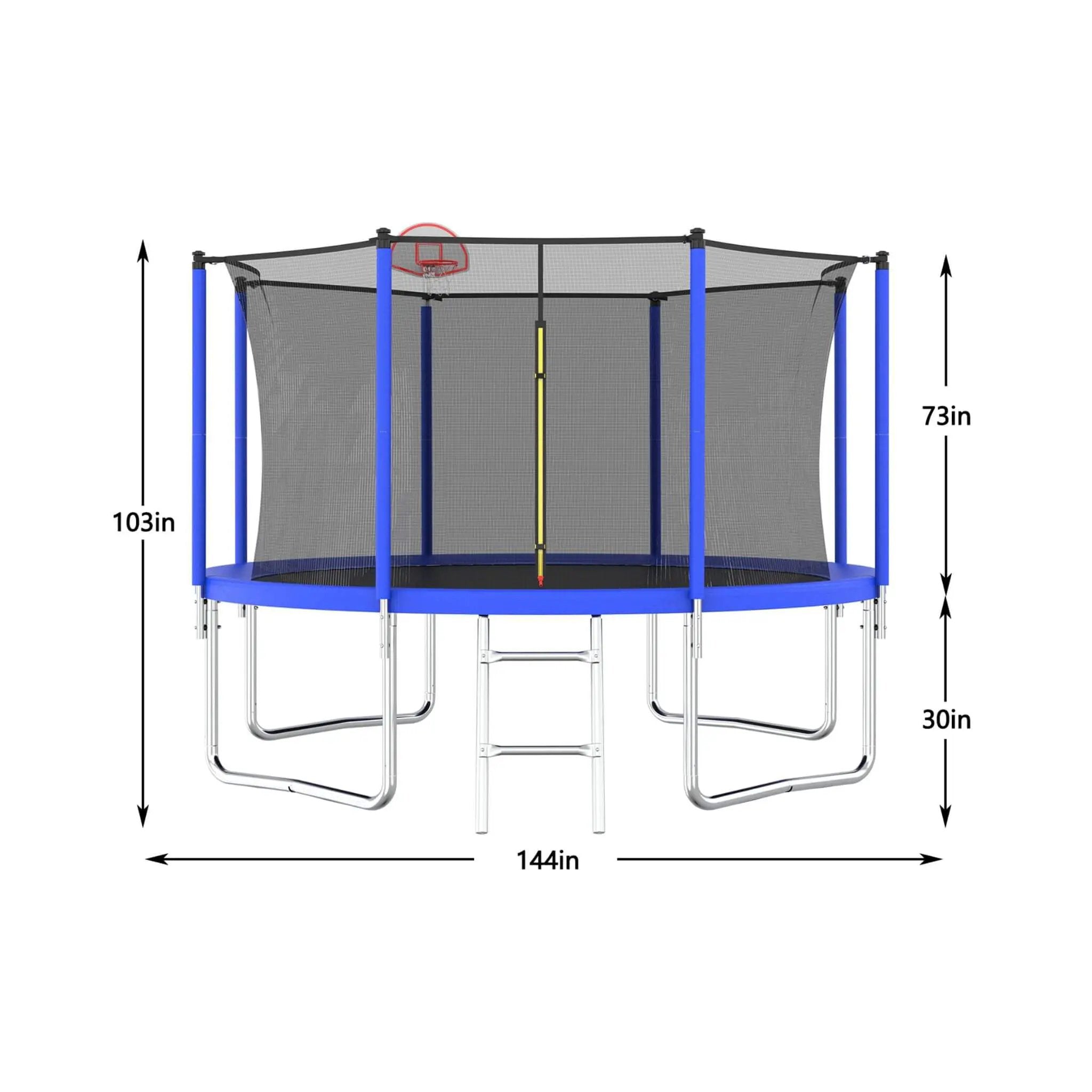 Premium 12FT Outdoor Backyard Trampoline For Kids And Adults With Basketball Hoop And Safety Enclosure (SAK15723) by SAKSBY WHOLESALE
