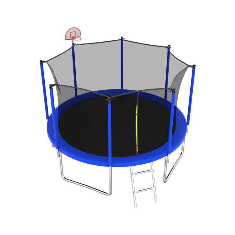 Premium 12FT Outdoor Backyard Trampoline For Kids And Adults With Basketball Hoop And Safety Enclosure (SAK15723) by SAKSBY WHOLESALE