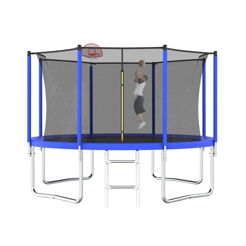 Premium 12FT Outdoor Backyard Trampoline For Kids And Adults With Basketball Hoop And Safety Enclosure (SAK15723) by SAKSBY WHOLESALE