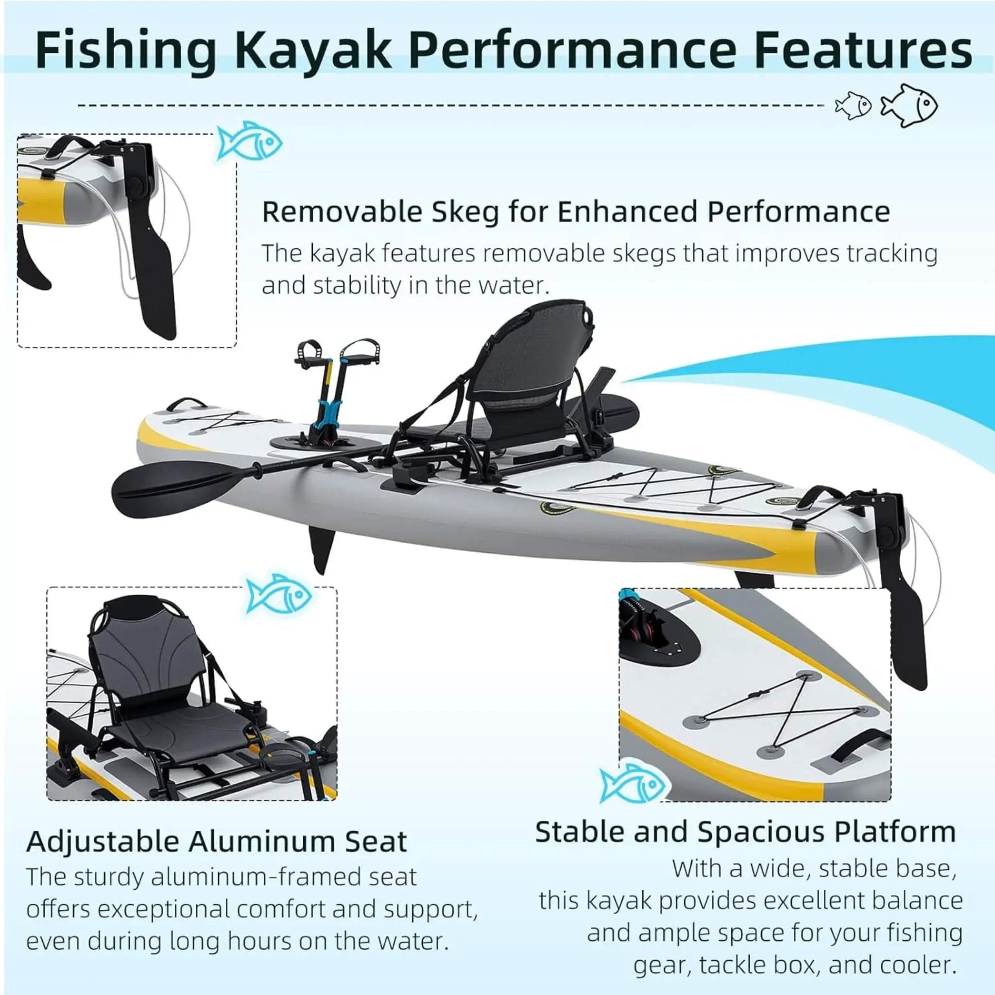 Portable 12FT Lightweight Inflatable PVC Fishing Kayak With Pedal System (SAK64328) by SAKSBY WHOLESALE