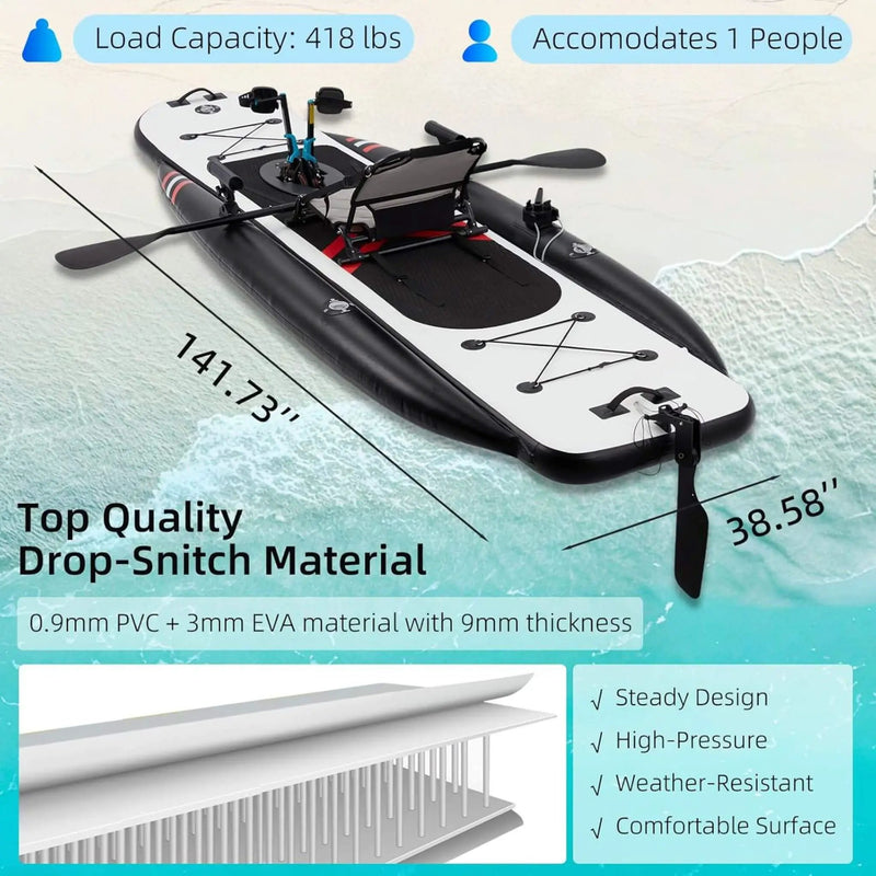 Premium 12FT Lightweight Inflatable Fishing Kayak With Pedal System (SAK15079) by SAKSBY WHOLESALE