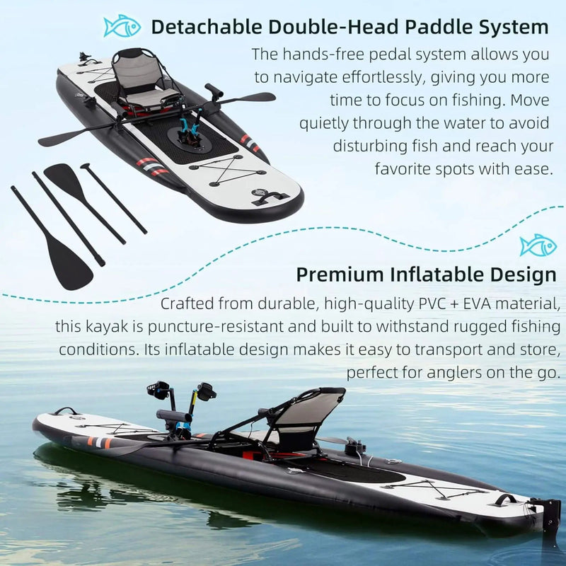 Premium 12FT Lightweight Inflatable Fishing Kayak With Pedal System (SAK15079) by SAKSBY WHOLESALE