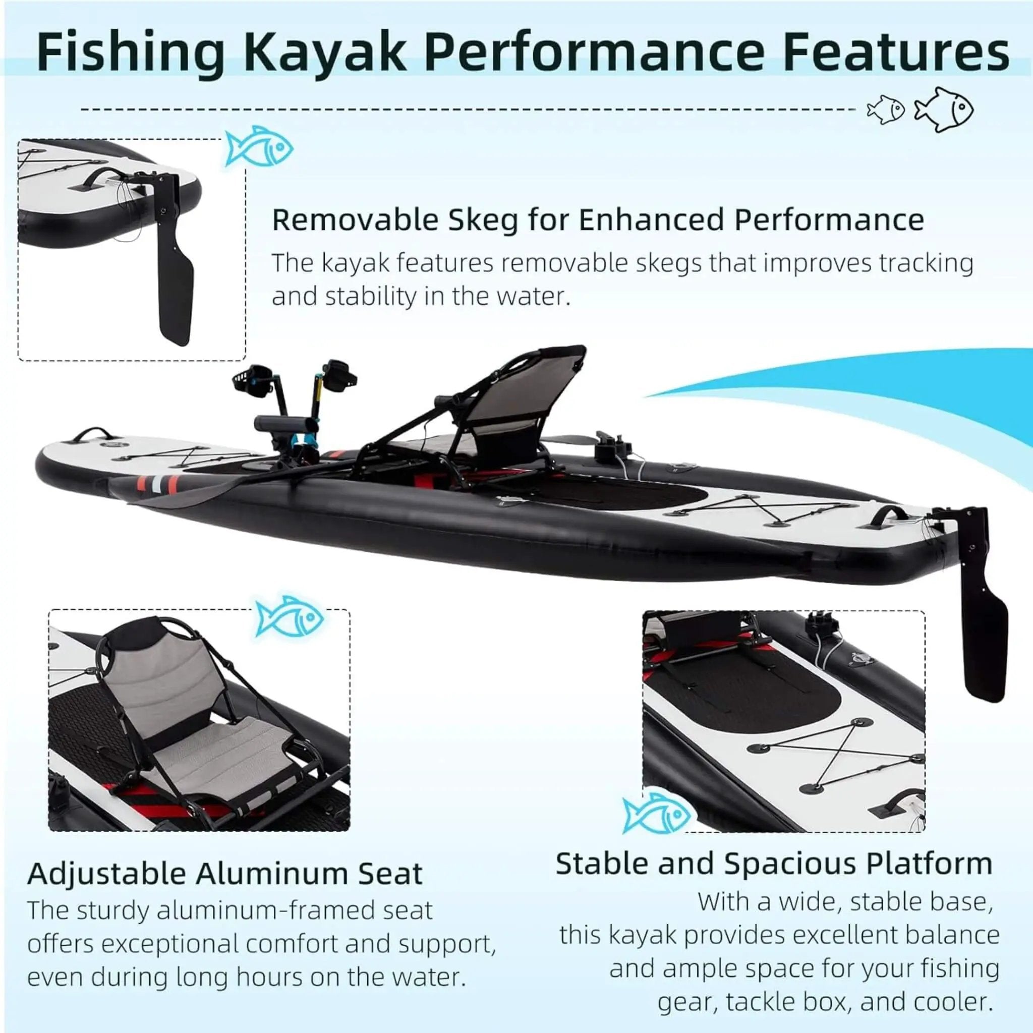 Premium 12FT Lightweight Inflatable Fishing Kayak With Pedal System (SAK15079) by SAKSBY WHOLESALE