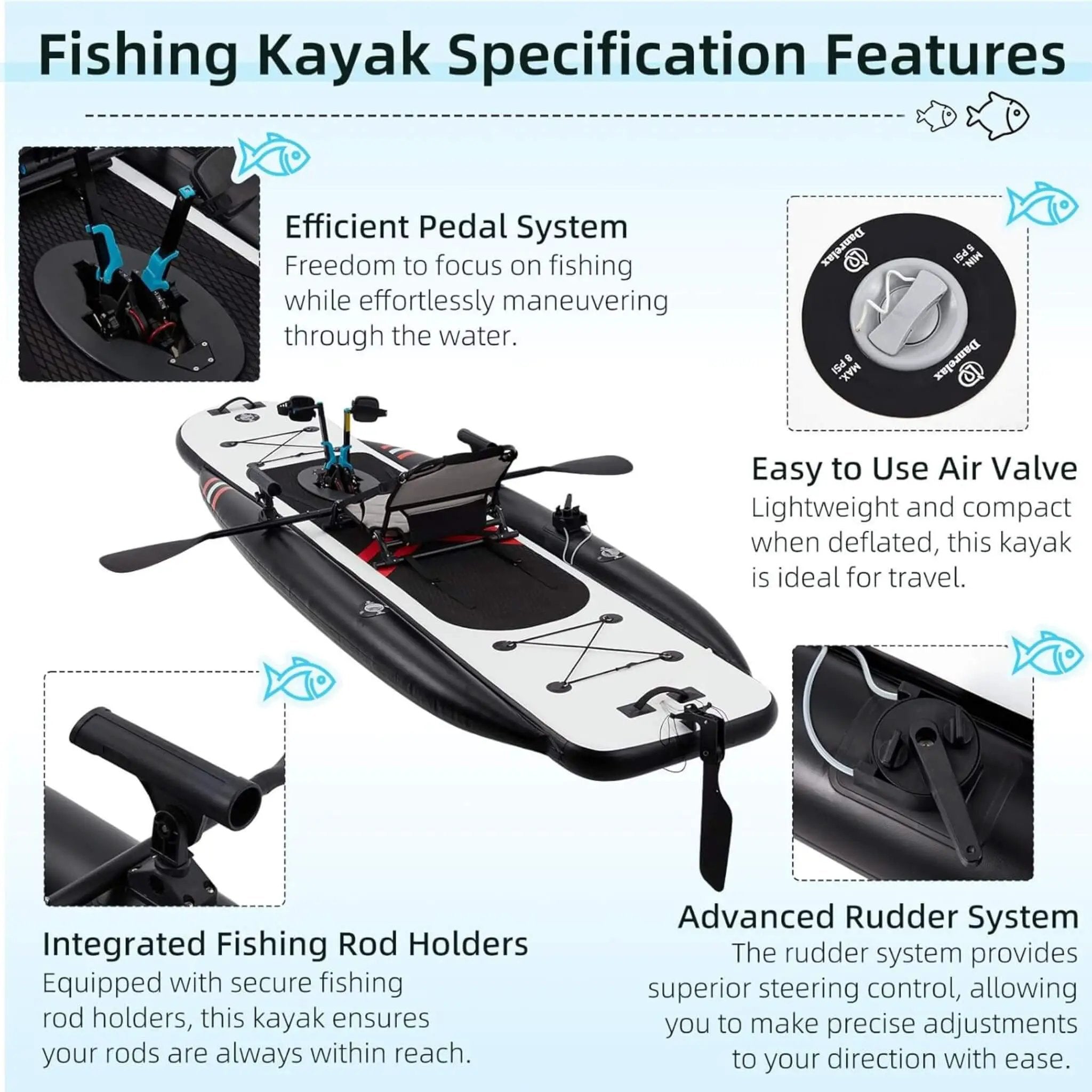 Premium 12FT Lightweight Inflatable Fishing Kayak With Pedal System (SAK15079) by SAKSBY WHOLESALE