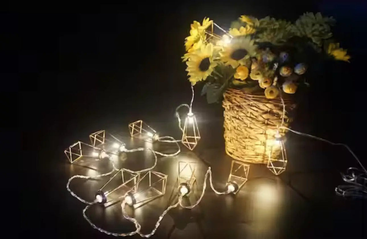 12Ft SmartYard Battery Operated Metal Indoor Integrated LED String Lights 10-Light by Outdoor Solar Outlet