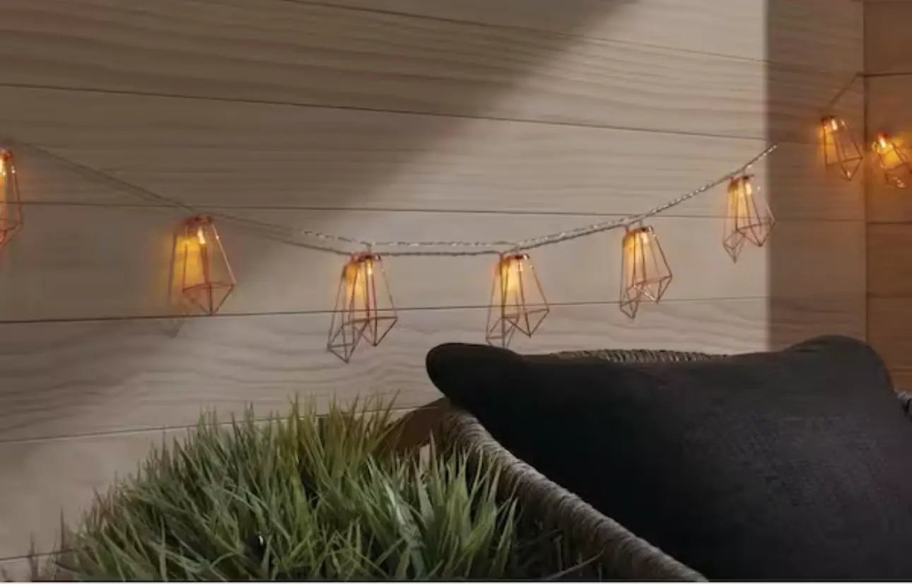 12Ft SmartYard Battery Operated Metal Indoor Integrated LED String Lights 10-Light by Outdoor Solar Outlet
