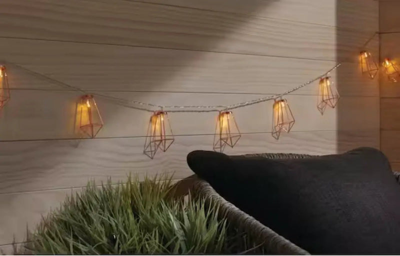 12Ft SmartYard Battery Operated Metal Indoor Integrated LED String Lights 10-Light by Outdoor Solar Outlet